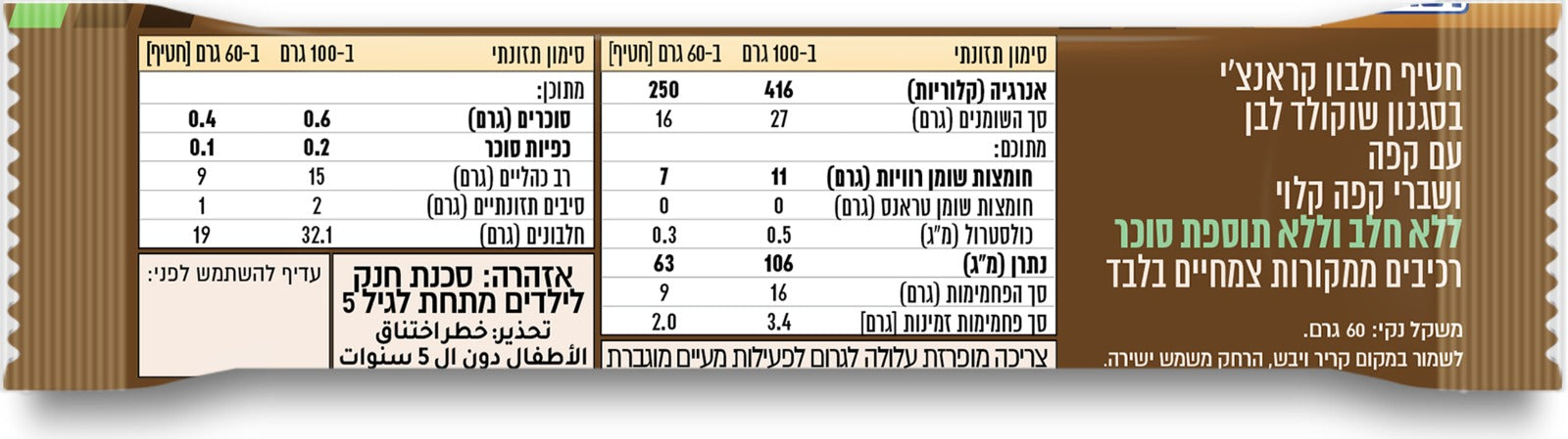 Uploaded ingredient image for חטיף חלבון טבעוני בטעם אספרסו ופולי קפה קלויים - JOMO