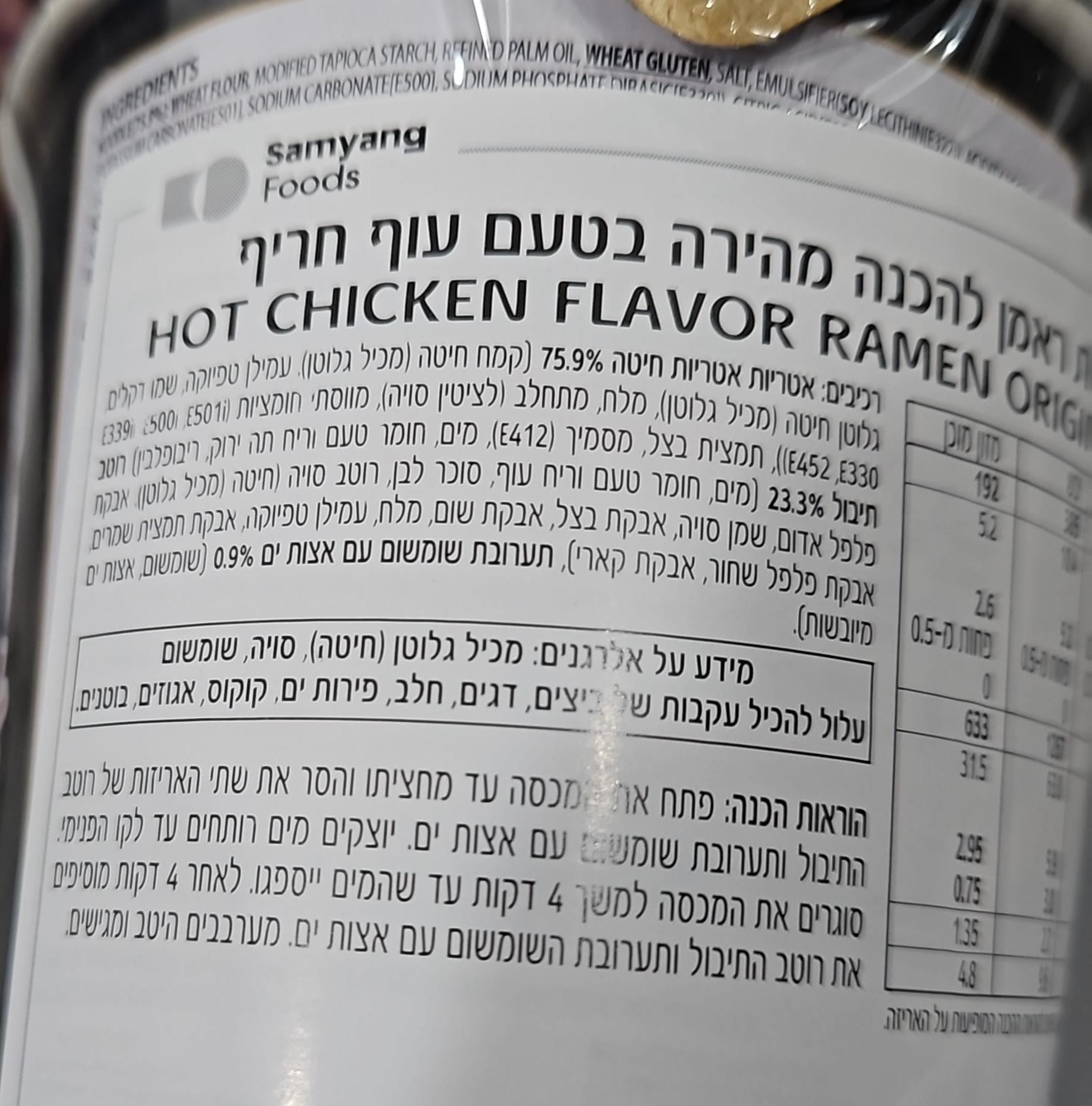 Uploaded ingredient image for נודלס בטעם עוף חריף בכוס- SAMYANG BULDAK שחור