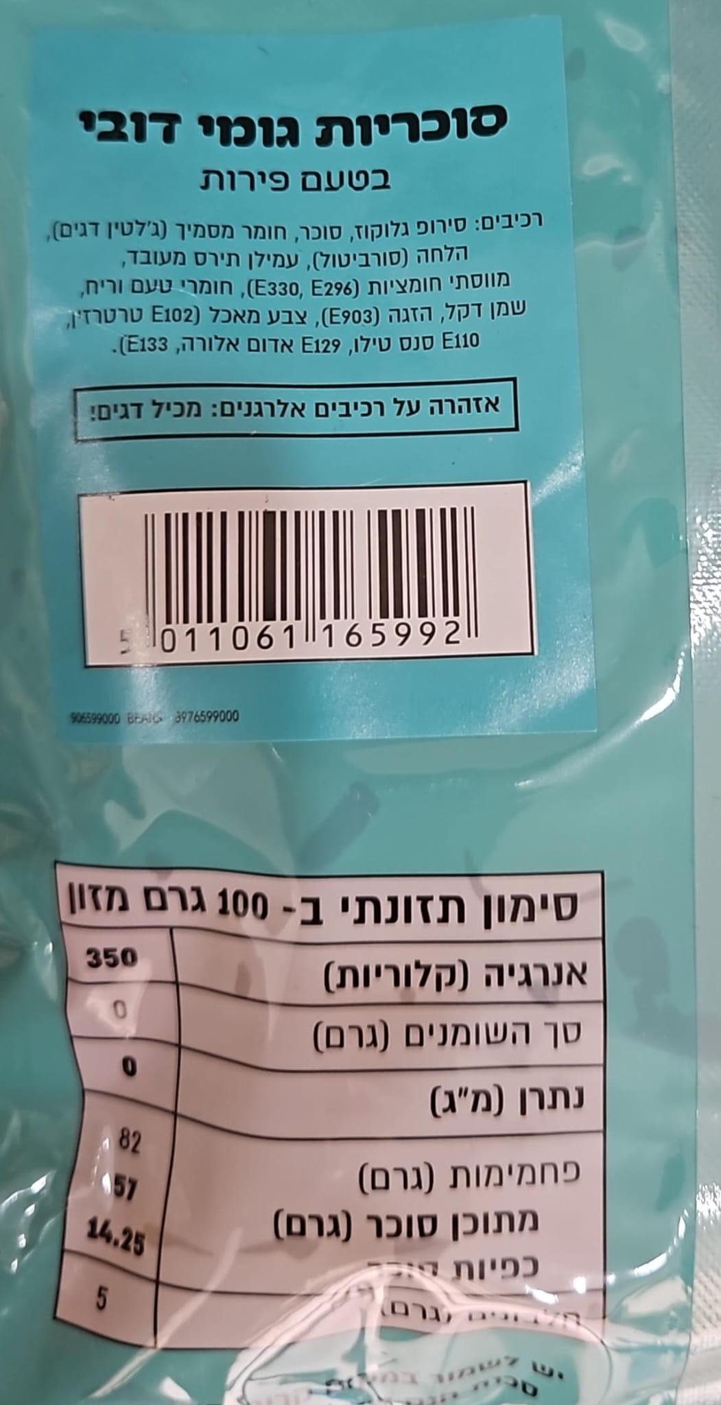 Uploaded ingredient image for גומי בצורת דובונים בטעמי פירות - YAAMS
