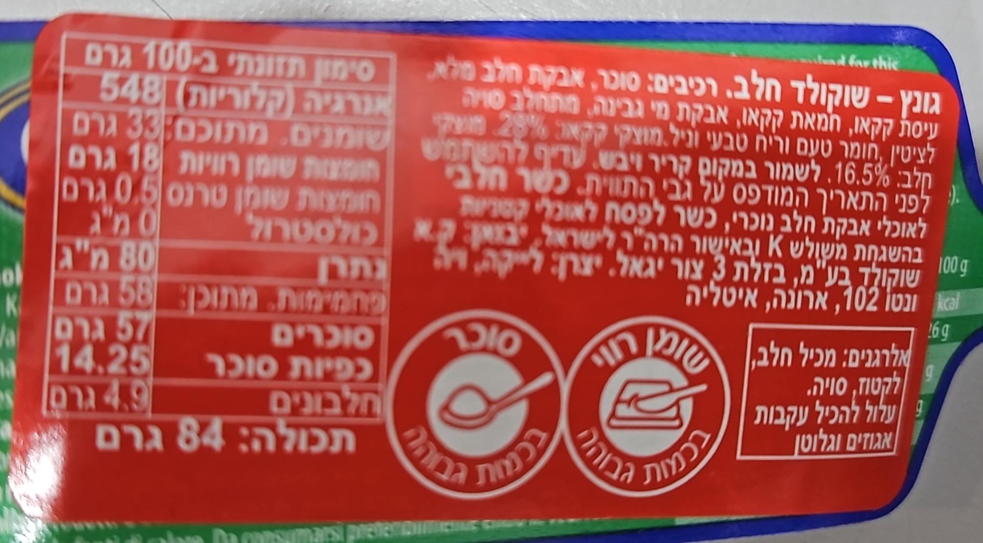 Uploaded ingredient image for כדורי שוקולד חלב כדורגל ברשת גדולה - 84 גרם