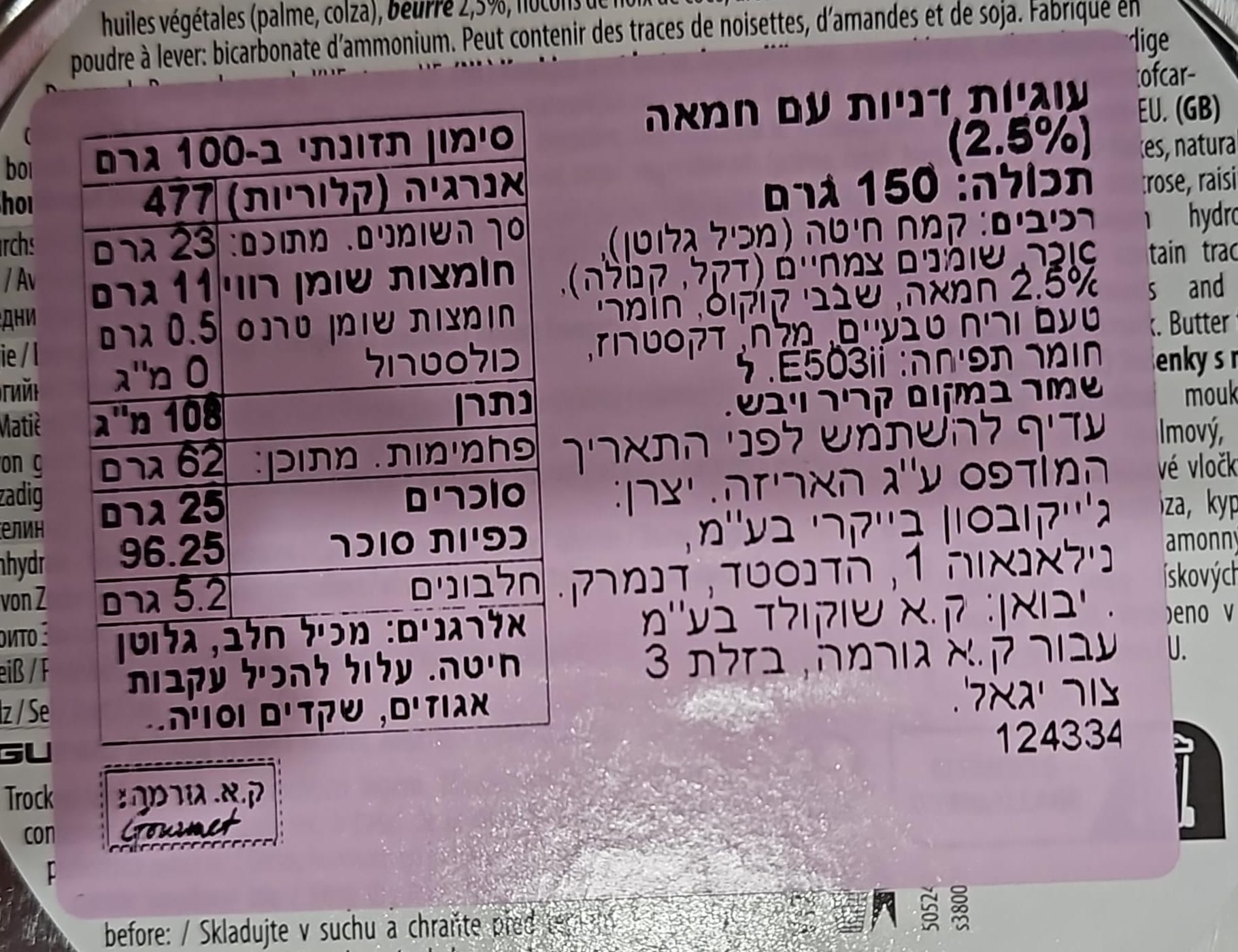 Uploaded ingredient image for עוגיות חמאה דניות בקופסת פח בעיצוב רומנטי