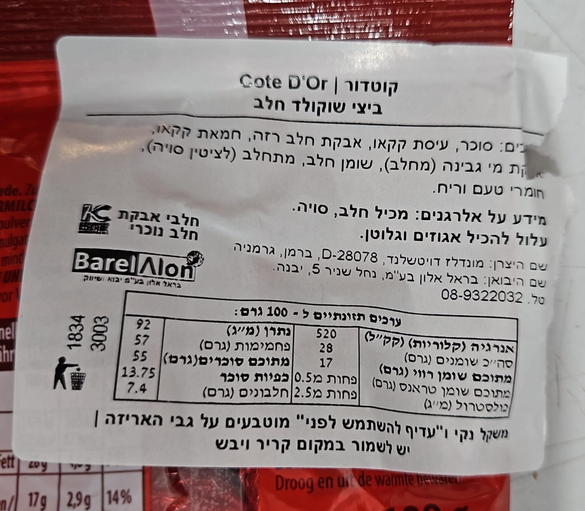 Uploaded ingredient image for מיני ביצים שוקולד חלב - Cote d'Or