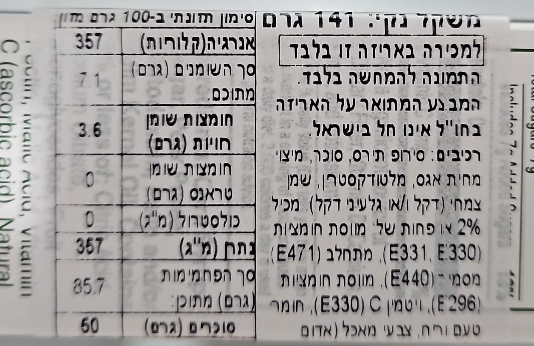 Uploaded ingredient image for רול אפס מארז 10 יחידות בטעם תות שדה - Roll Ups