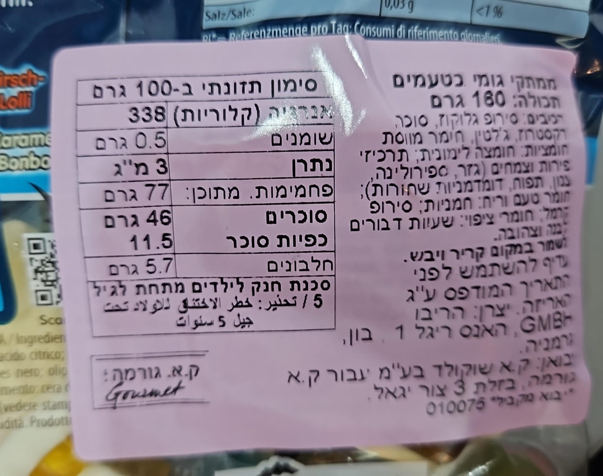 Uploaded ingredient image for גומי הריבו הארי פוטר- הארי -  Haribo Harry Potter
