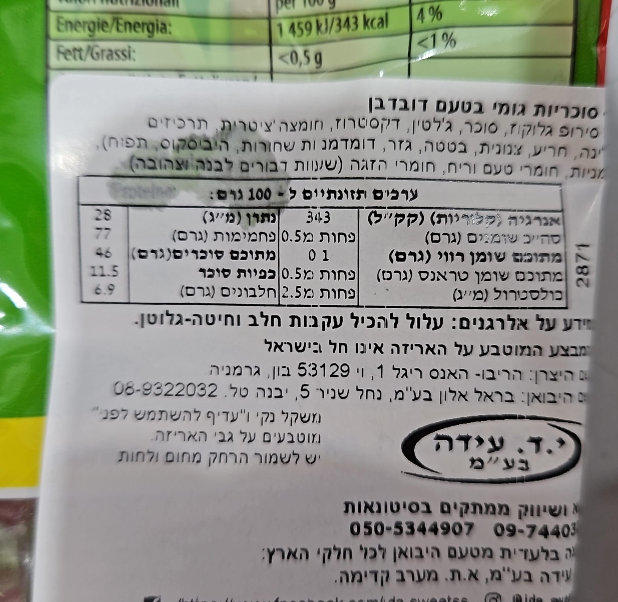 Uploaded ingredient image for גומי הריבו דובדבנים - HARIBO Happy Cherries