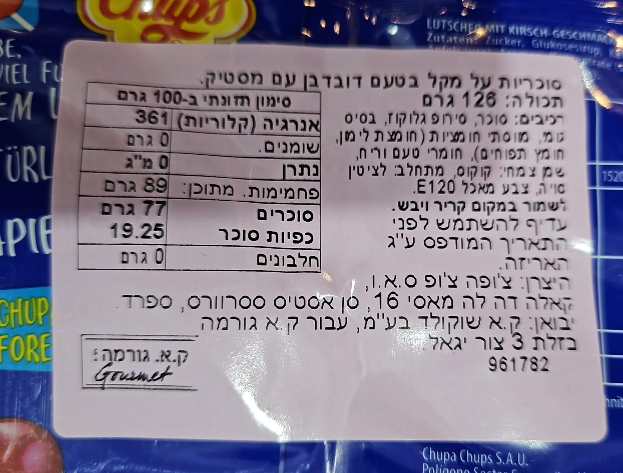 Uploaded ingredient image for مجموعة مصاصات رسام اللسان من تشوبا تشوبس