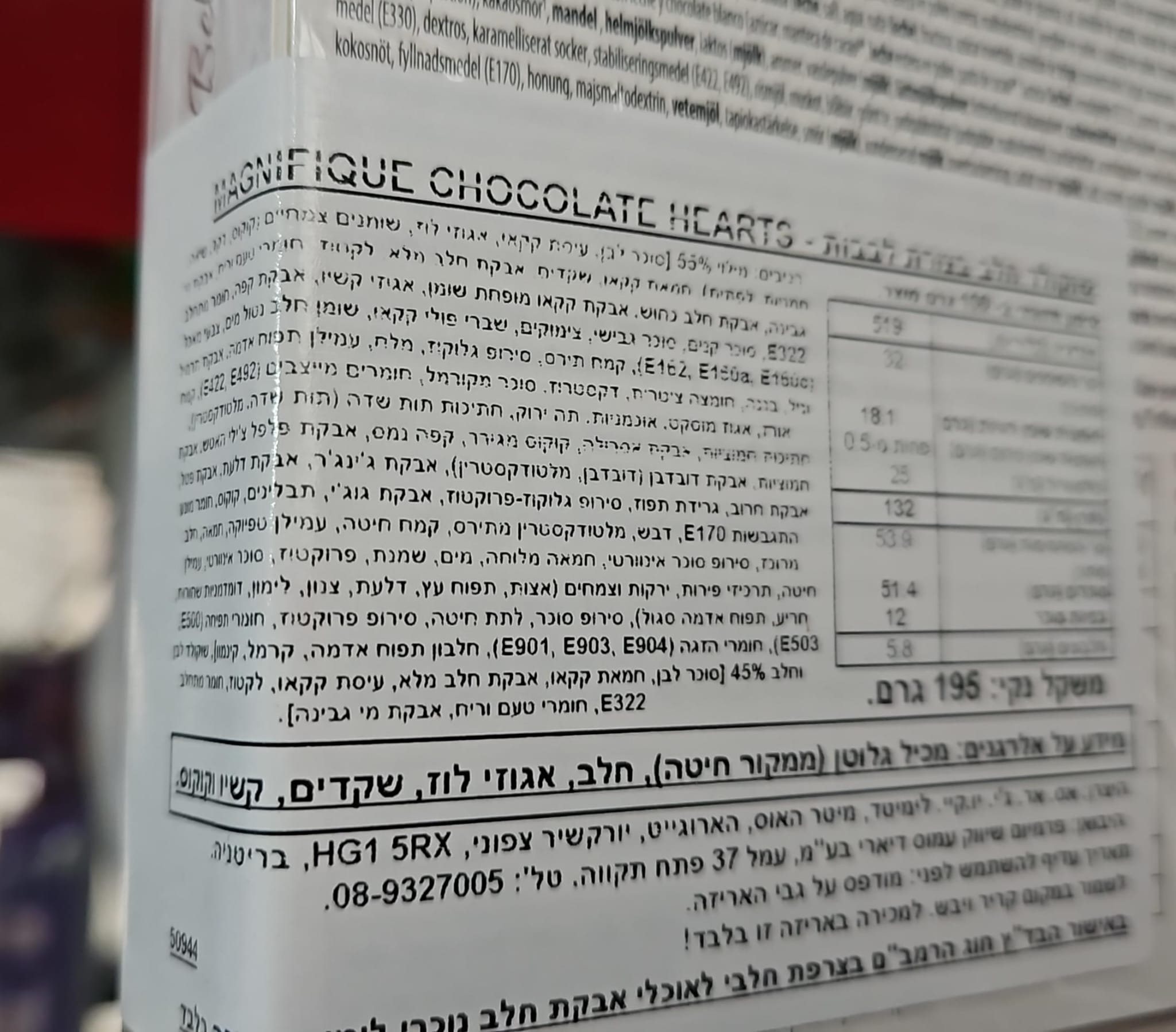 Uploaded ingredient image for בונבוניירת שוקולד חלב בלגי בצורת לבבות - MAGNIFIQUE