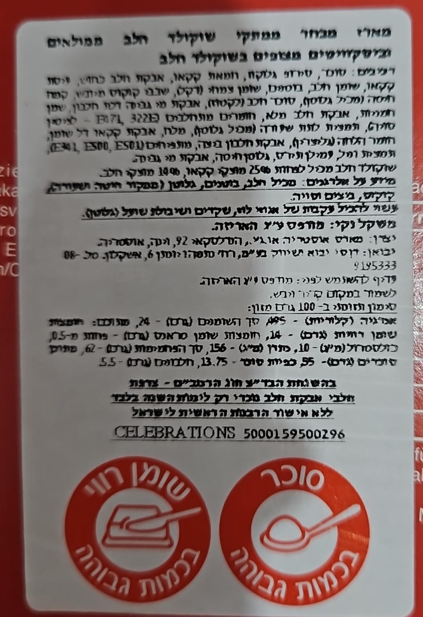 Uploaded ingredient image for מארז  מיני חטיפים - CELEBRATION