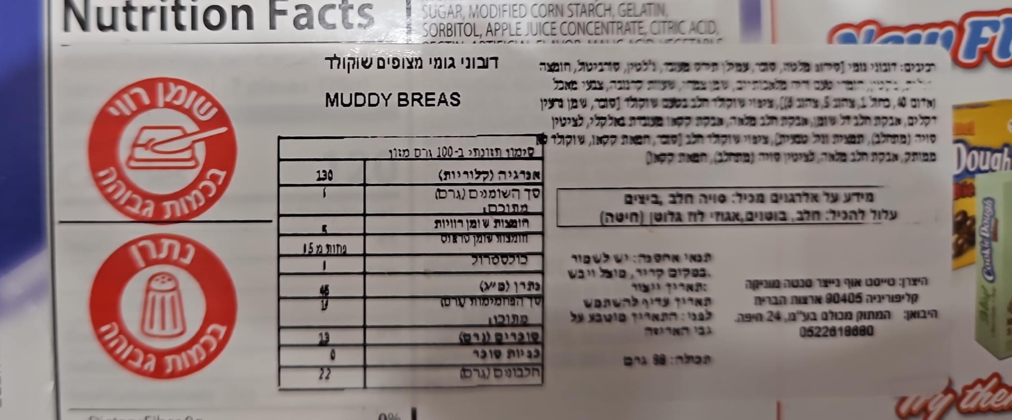 Uploaded ingredient image for דובוני גומי מצופים שוקולד - MUDDY BEARS