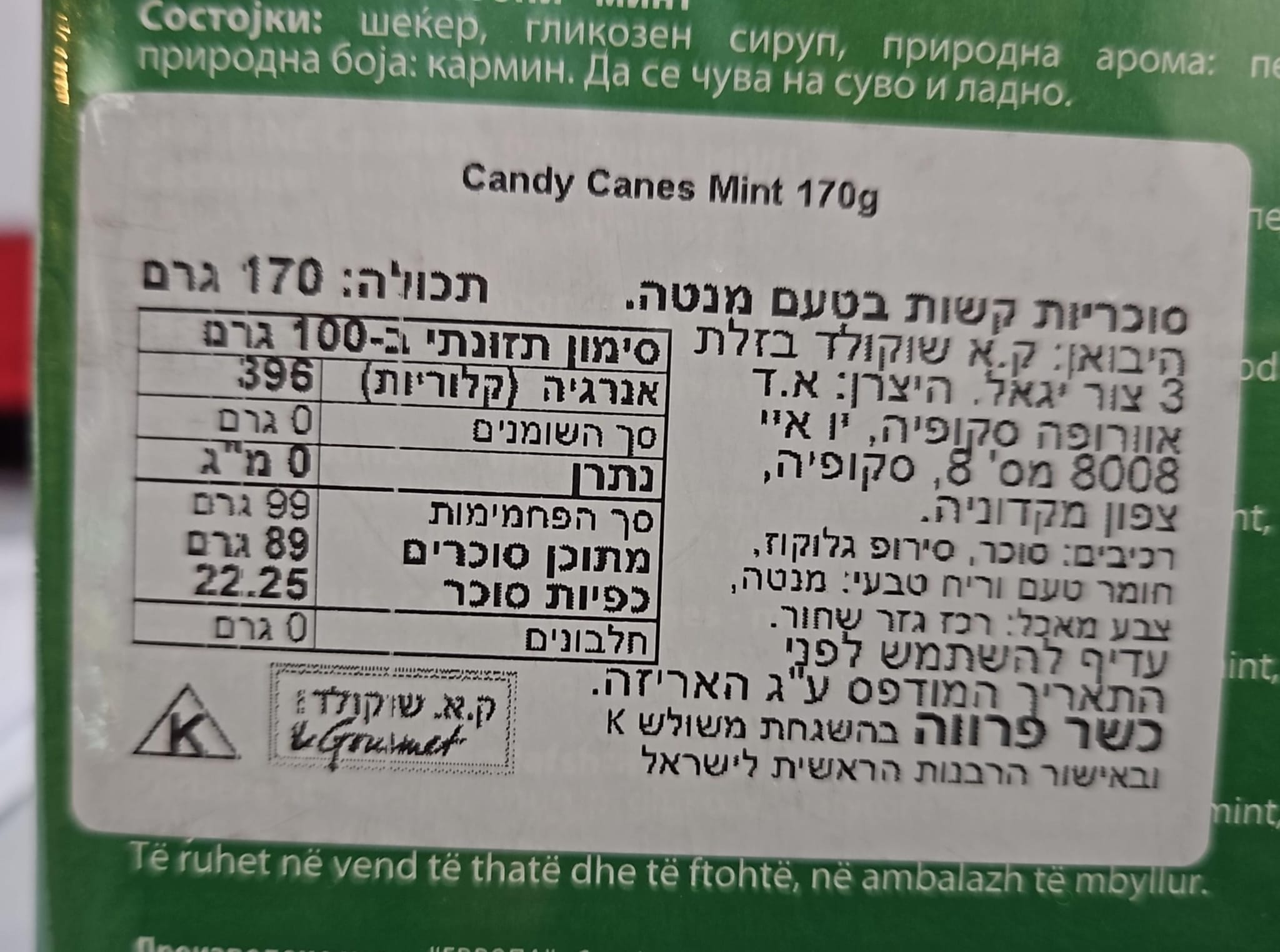 Uploaded ingredient image for מארז 12 מקלות סבא בטעם מנטה - CANDY CANES
