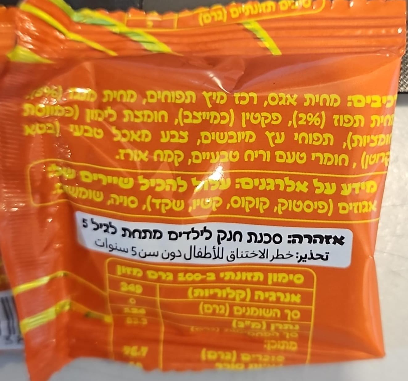 Uploaded ingredient image for סוכריות גומי בטעם מנגו-תפוז ללא צבע מאכל וללא חומרים משמרים - פרוטיס