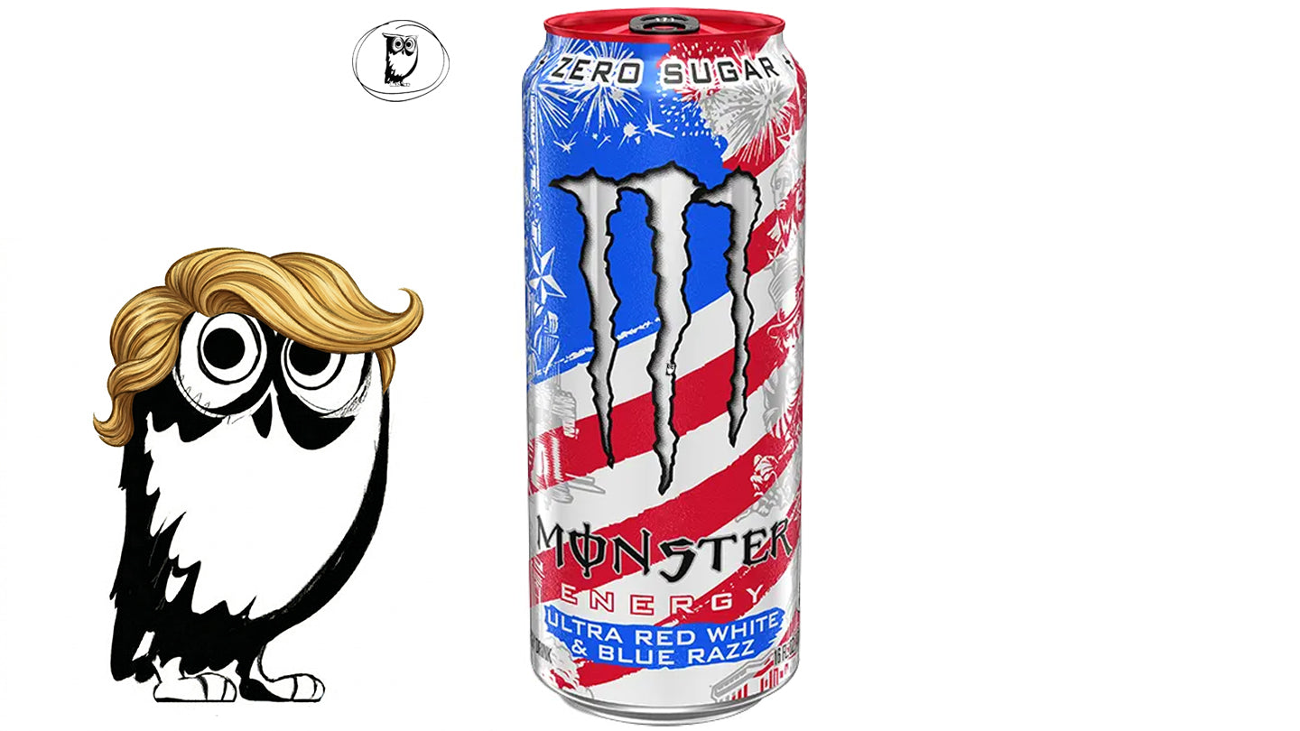 מונסטר משקה אנרגיה בטעם פטל כחול  -  Monster Ultra Red White & Blue Razz