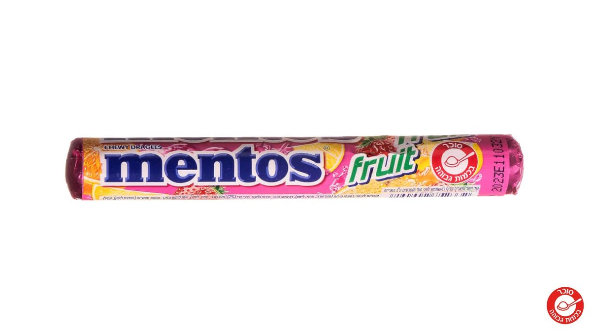מנטוס גליל סוכריות לעיסה בטעמי פירות קלאסי - MENTOS FRUIT FRUIT