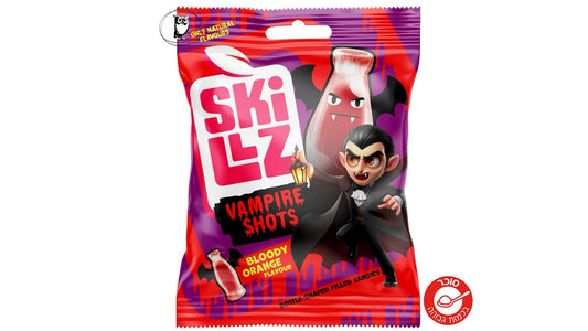 סוכריות קשות עם מילוי בטעם תפוז  - Skillz Vampire Shots Bloody Orange