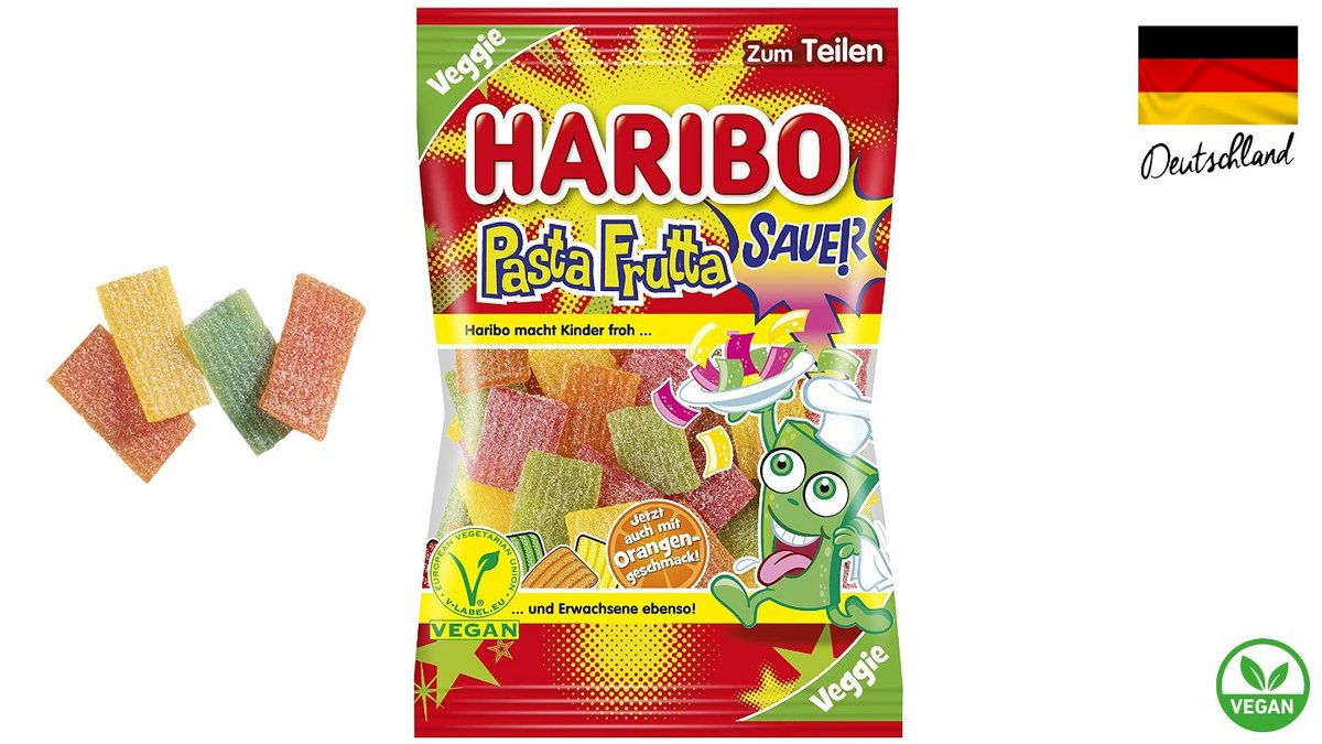 HARIBO gummy short and sour mats - HARIBO PASTA FRUTA 🌱