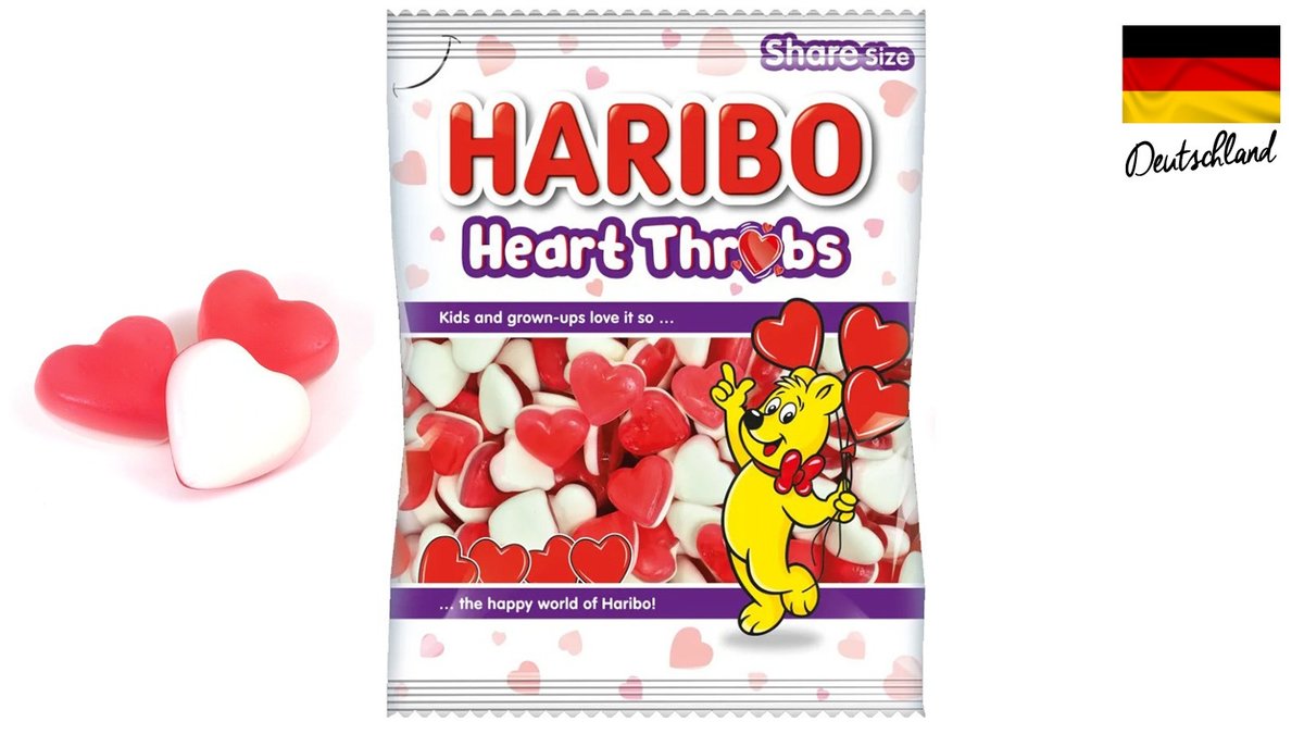גומי הריבו לבבות אדום לבן - HARIBO heart throbs