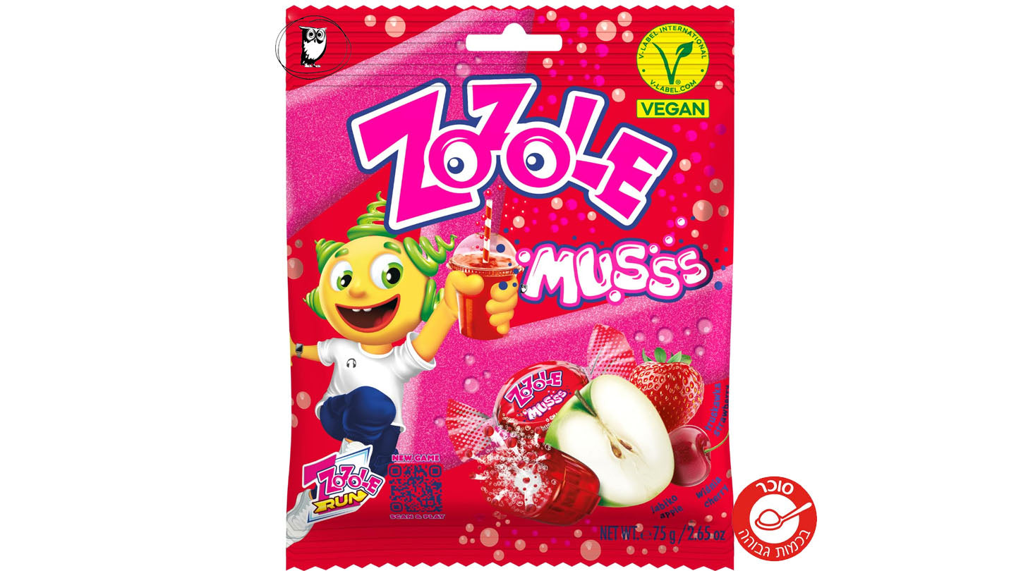 סוכריות תוססות בטעמי תפוח, תות ודובדבן - Zozole Musss