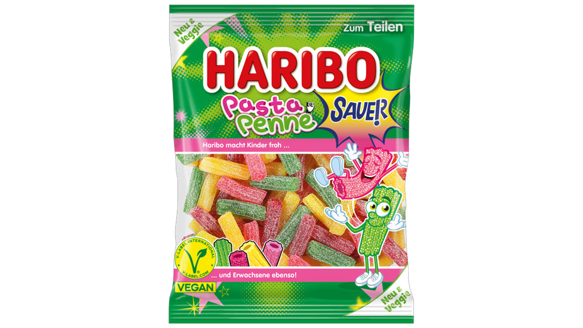 גומי הריבו חמוץ בטעמי פירות בצורת פסטה פנה  - HARIBO Pasta Penne
