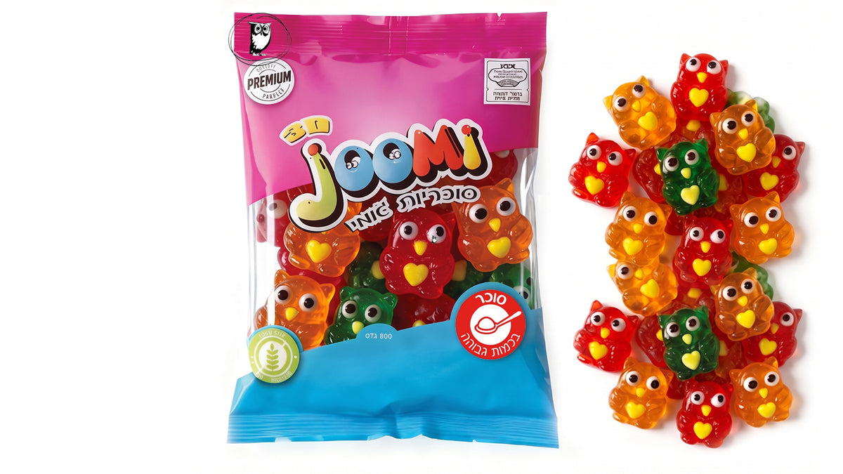שקית חצי ק״ג - סוכריות גומי ינשופים 4D - Joomi