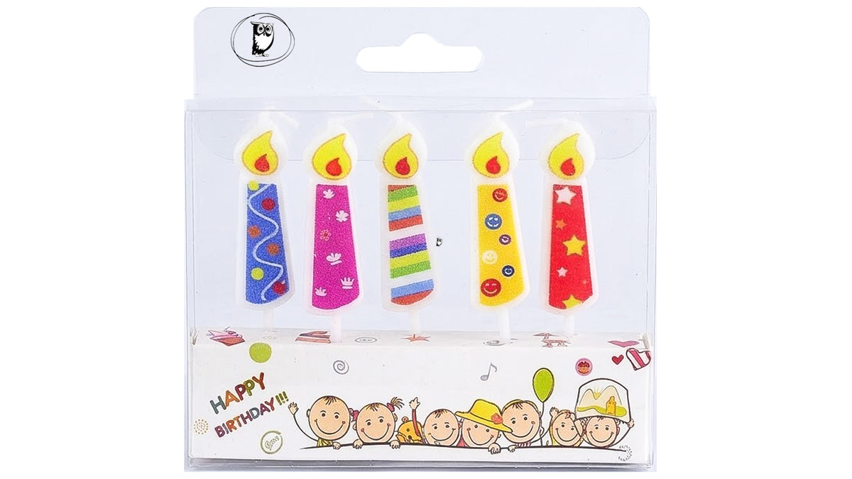 סט 5 נרות יום הולדת צבעוניים