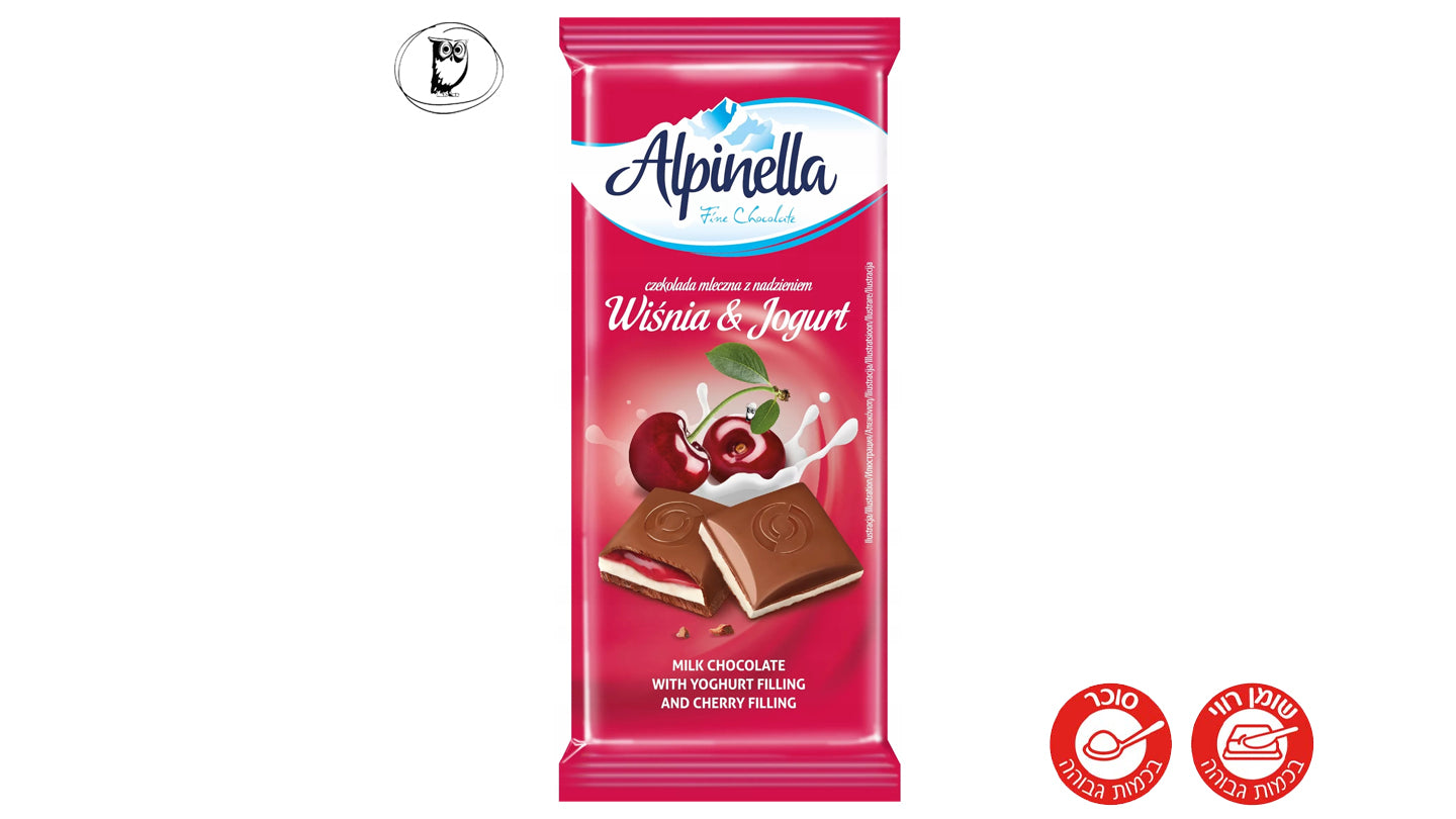 טבלת שוקולד חלב במילוי קרם דובדבן - Alpinella
