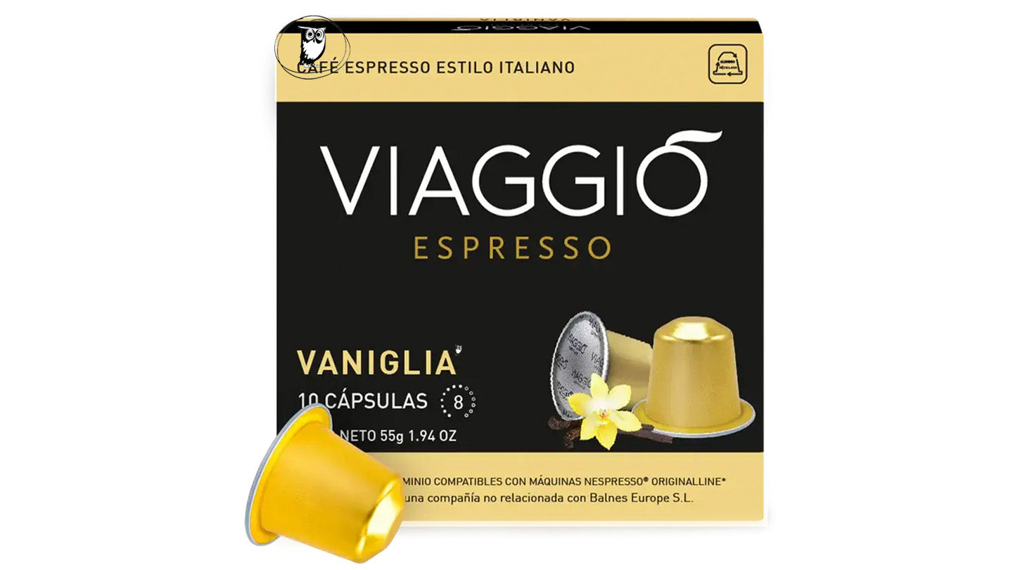 10 קפסולות אספרסו וניל חוזק 8- תואם נספרסו - Viaggio Espresso Vaniglia