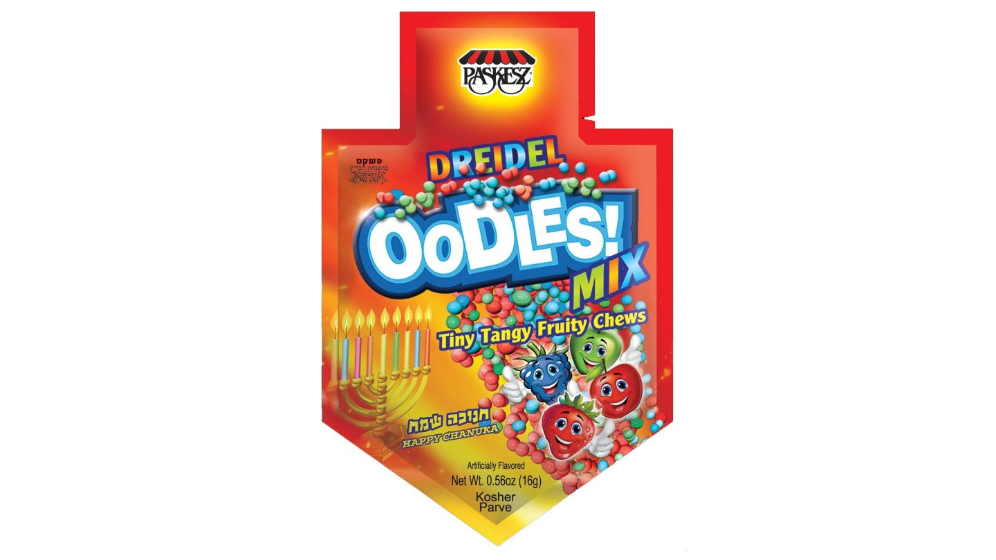 גרגירי טופי פירות באריזה בצורת סביבון - DREIDLE OODLES