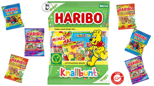 גומי הריבו מארז של שקיות מיקס מיני -Haribo Knallbunt Minis Veggie