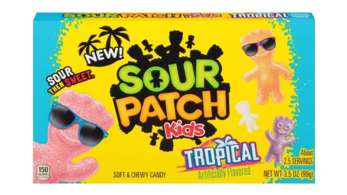 גומי סאוור פאץ' חמוץ בטעם טרופי בקופסה - SOUR PATCH KIDS TROPICAL