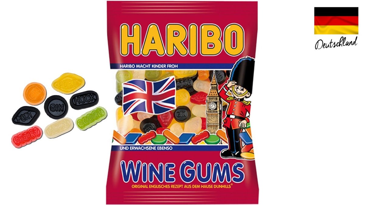גומי יין הריבו בצורת סמלי אנגליה - HARIBO WINE GUMS
