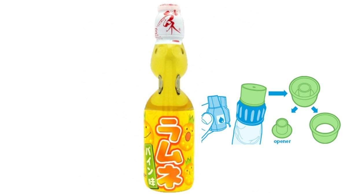 Japanese carbonated drink with pineapple flavor - HATA Ramune Pineapple