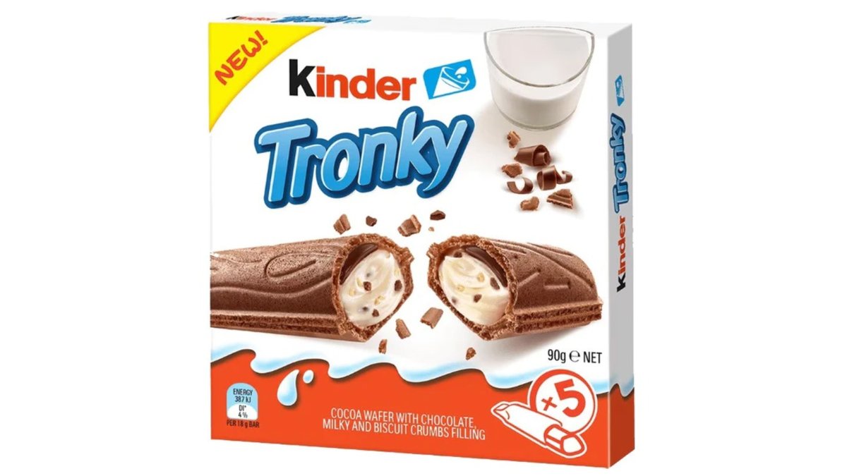 קינדר טרונקי 5 גליליות וופל מלאות בקרם חלב ופירורי עוגיות - KINDEER TRONKY