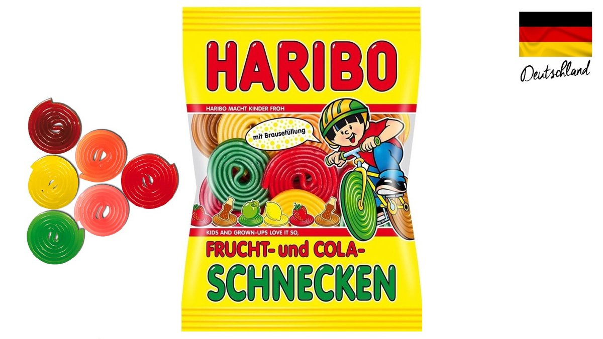 גומי הריבו בצורת ספירלות בטעמי פירות וקולה - HARIBO BUNTE SCHNECKEN